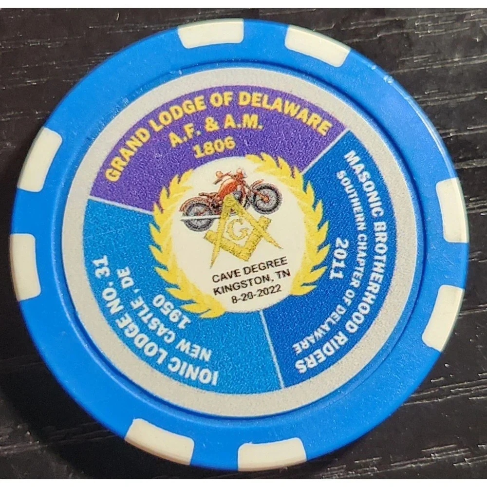 Grand Lodge Of Delaware AF & AM 1806 Poker Chip Masonic Brotherhod Chalenge Coin